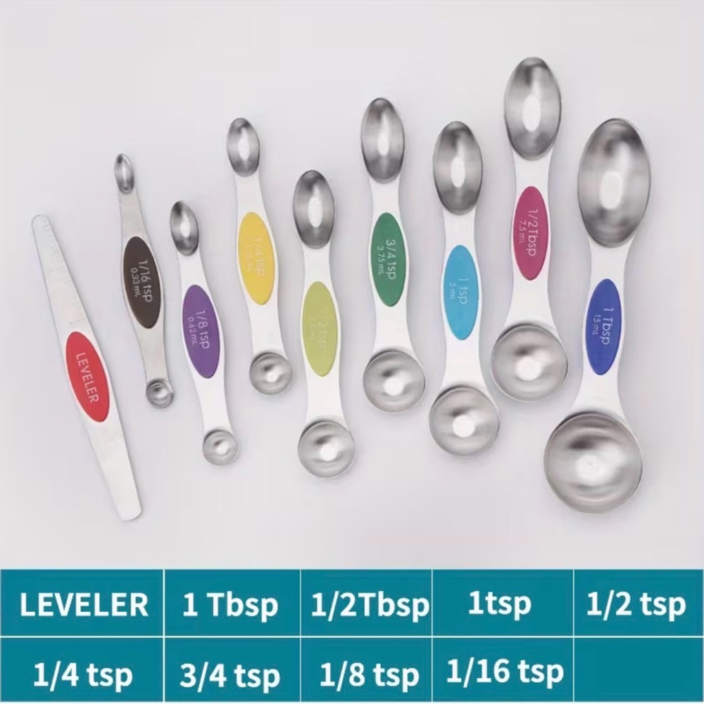 Magnetic Measuring Spoons Set of 9 - Multi-Color - Picture 2 of 9